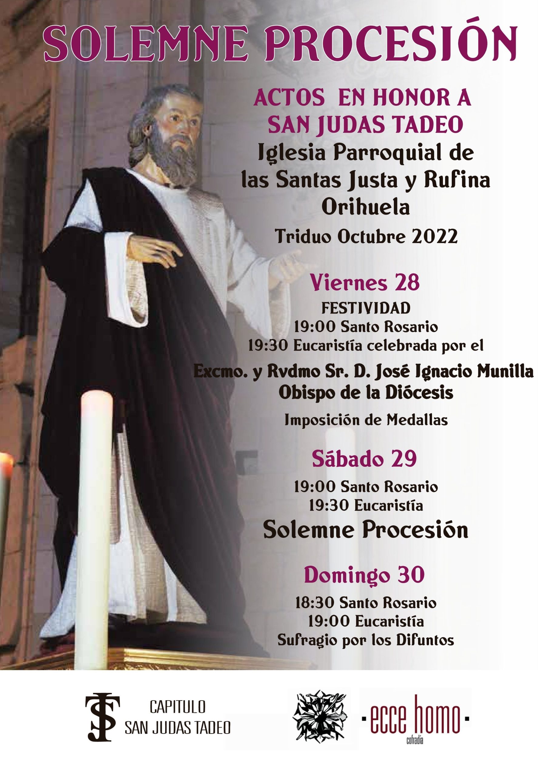 Orihuela, preparada para el Triduo y los actos en honor a San Judas Tadeo