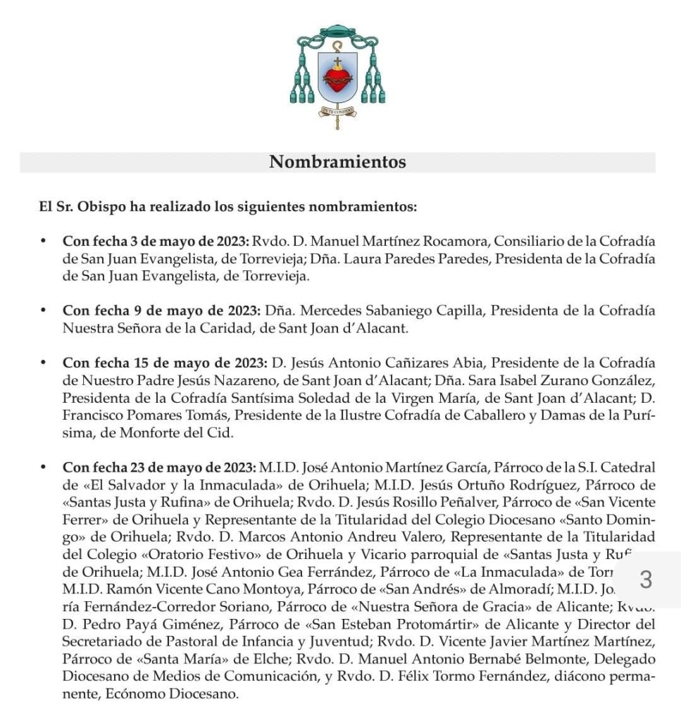 Nombramientos del obispo José Ignacio Munilla