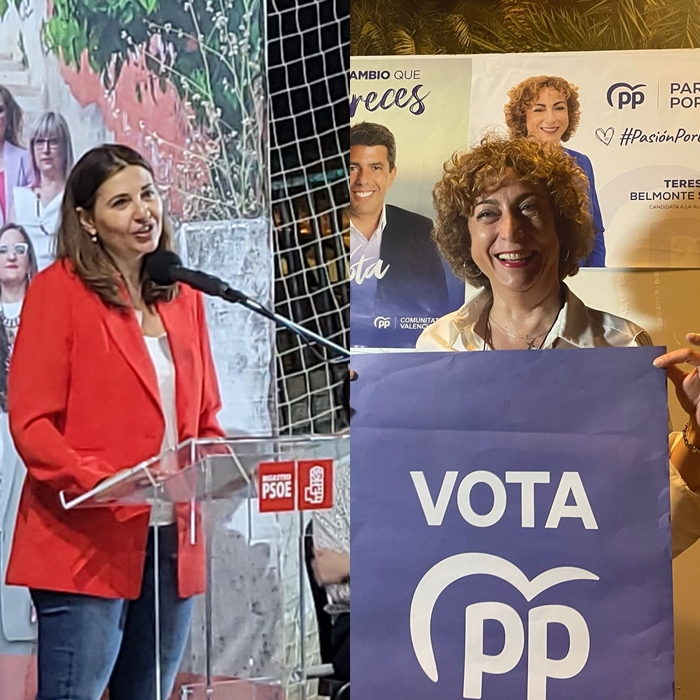 Carmen Sánchez (PSOE Bigastro) y la alcaldesa (PP) Teresa Belmonte
