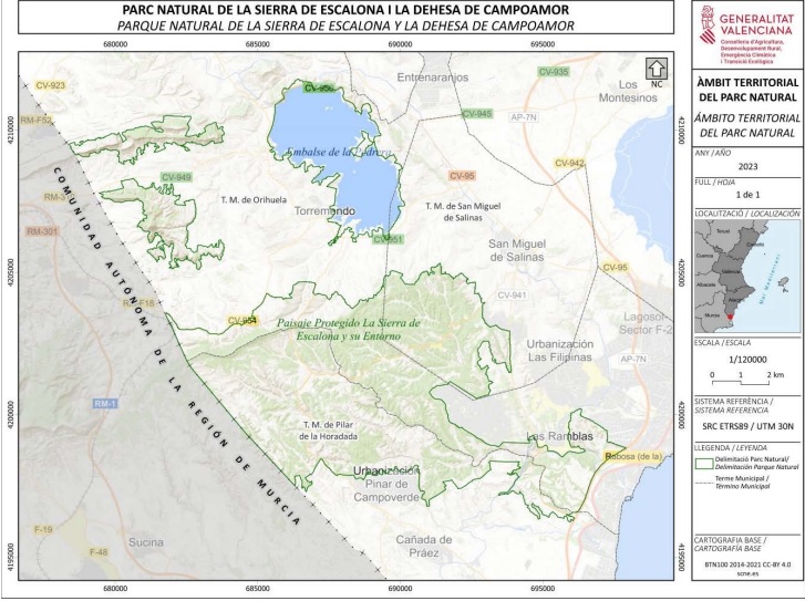 Mapa Sierra Escalona y Dehesa de Campoamor 