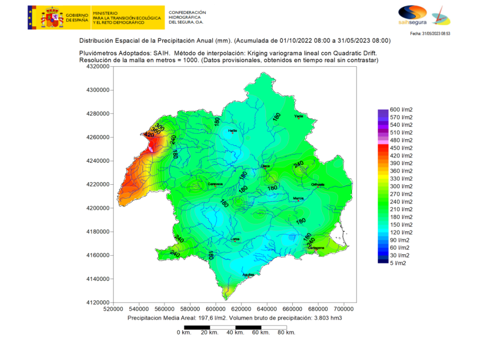 Imagen de la CHS sobre las lluvias registradas en mayo