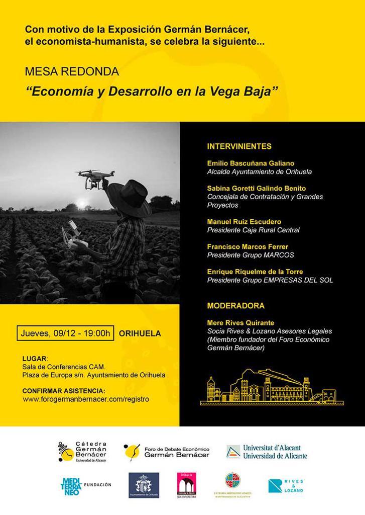 El Foro Económico Germán Bernácer anuncia la mesa redonda "Economía y Desarrollo en la Vega Baja" 6