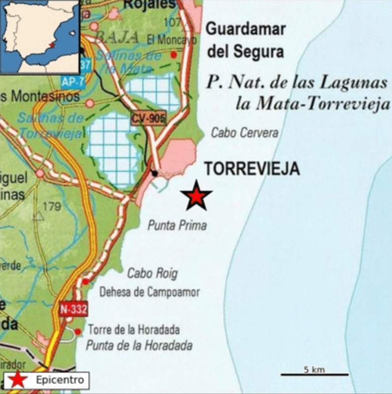 Torrevieja registra un terremoto de una magnitud de 1.6 6