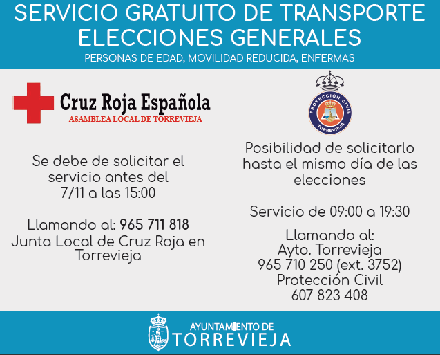 Transporte gratuito el 10N para las personas que lo requieran en Torrevieja 6